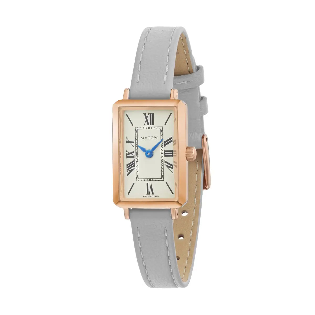 Tsuki Square Rose Gold Cream White Gray Leather