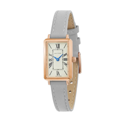 Tsuki Square Rose Gold Cream White Gray Leather