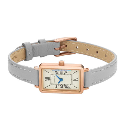 Tsuki Square Rose Gold Cream White Gray Leather