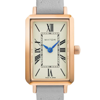 Tsuki Square Rose Gold Cream White Gray Leather