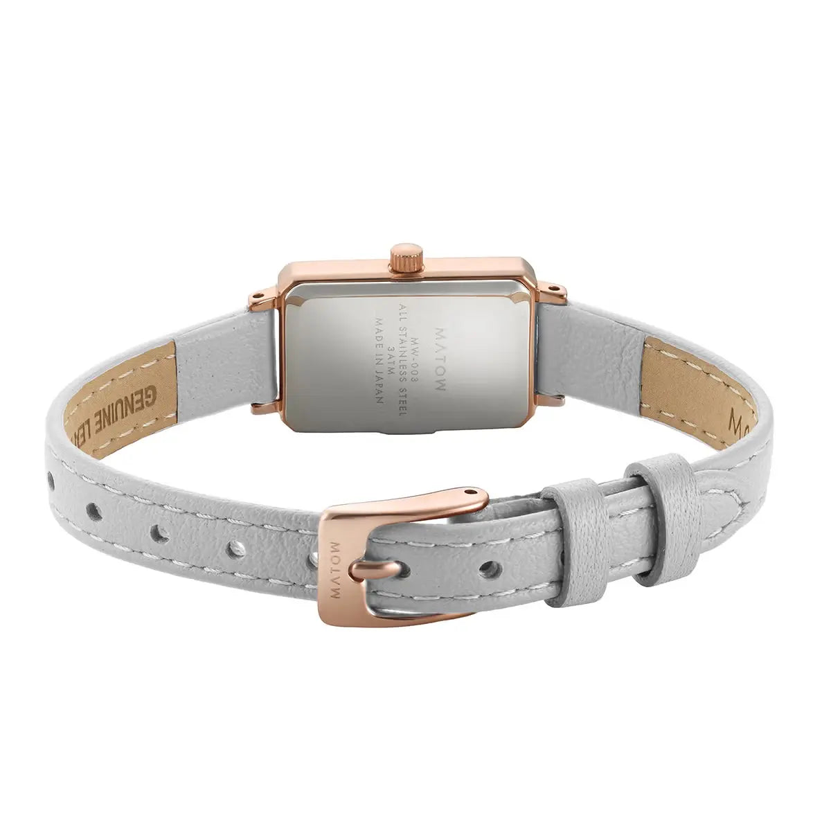 Tsuki Square Rose Gold Cream White Gray Leather
