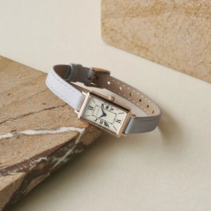 Tsuki Square Rose Gold Cream White Gray Leather