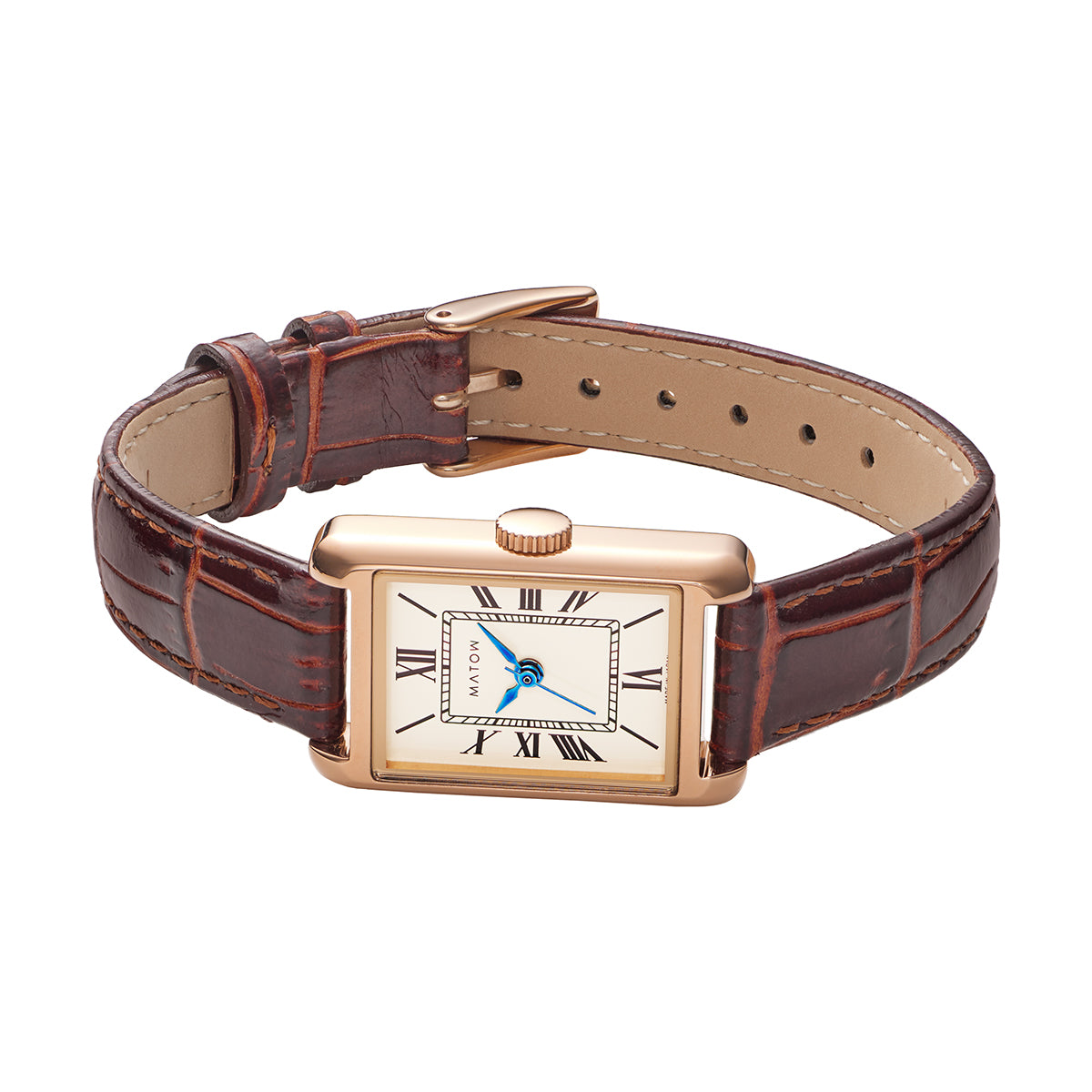 Tsuki Oboroduki Square Rose Gold Brown Leather