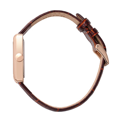 Tsuki Oboroduki Square Rose Gold Brown Leather