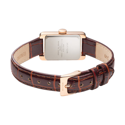 Tsuki Oboroduki Square Rose Gold Brown Leather