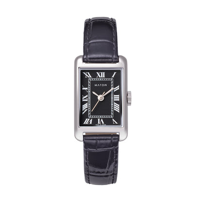 Tsuki Oboroduki Square Silver Black Leather Noir