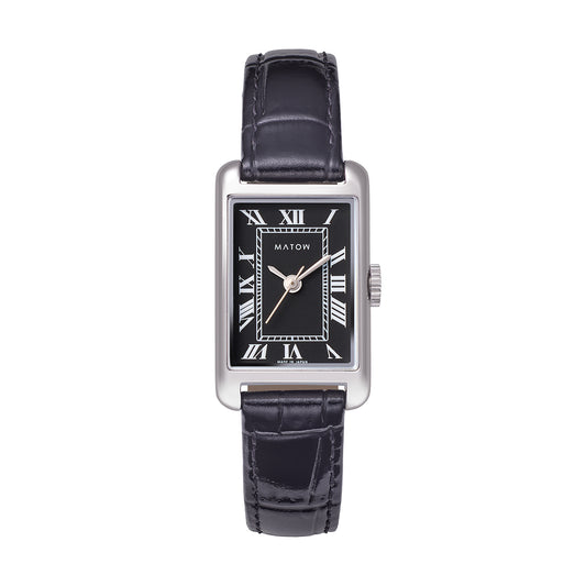 Tsuki Oboroduki Square Silver Black Leather Noir