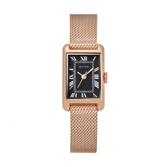 Tsuki Oboroduki Square Rose Gold Mesh Noir