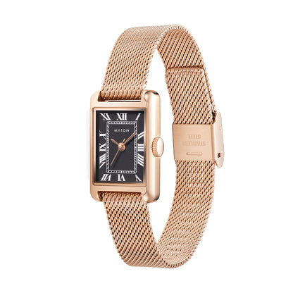 Tsuki Oboroduki Square Rose Gold Mesh Noir