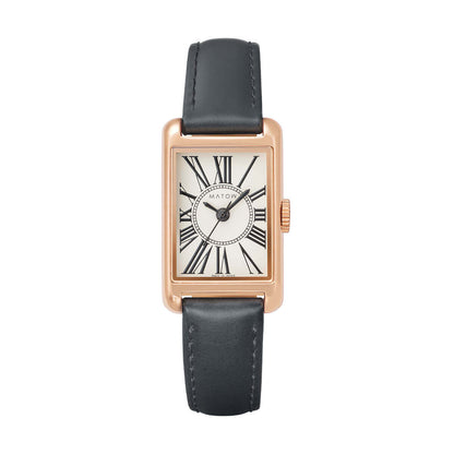 Tsuki Oboroduki Square Rose Gold Black Leather Circle Roman