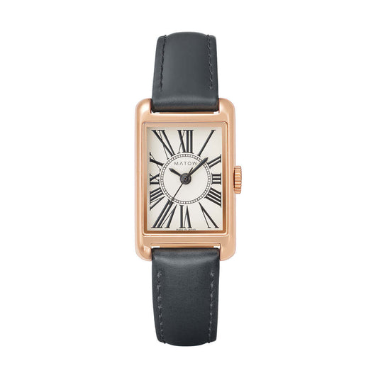 Tsuki Oboroduki Square Rose Gold Black Leather Circle Roman