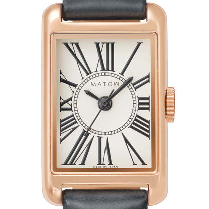 Tsuki Oboroduki Square Rose Gold Black Leather Circle Roman