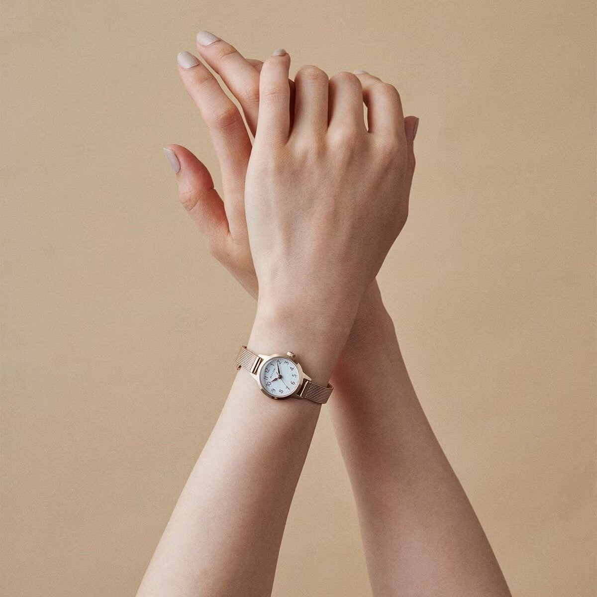 Seigetsu Round Rose Gold White Mesh