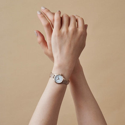 Seigetsu Round Rose Gold White Mesh