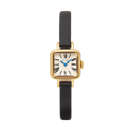 Tsuki Tangetsu Mini Square Gold White Black Leather