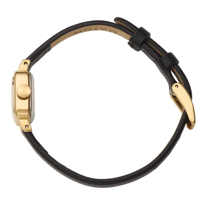 Tsuki Tangetsu Mini Square Gold White Black Leather