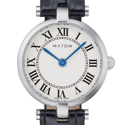 AURA ROUND SILVER BLACK LEATHER