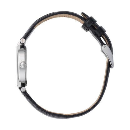 AURA ROUND SILVER BLACK LEATHER