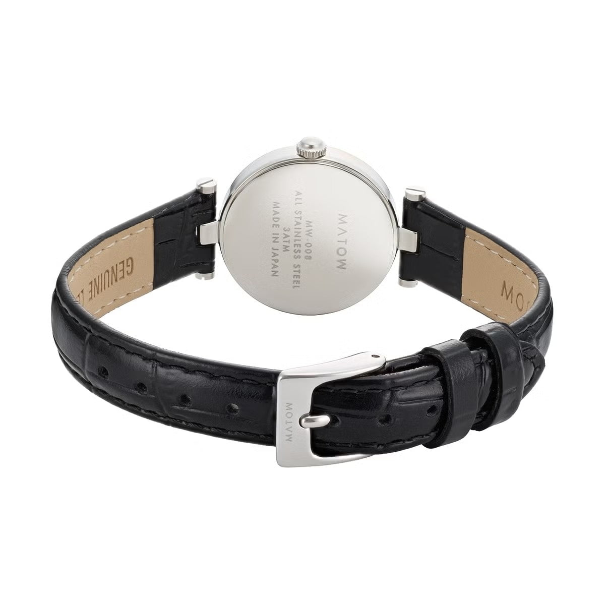 AURA ROUND SILVER BLACK LEATHER