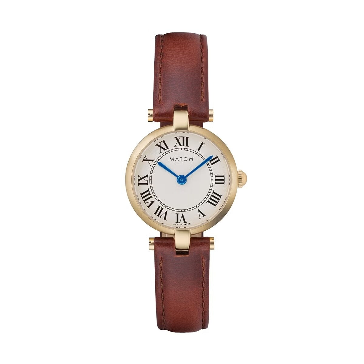 AURA ROUND GOLD BROWN LEATHER
