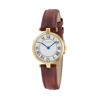AURA ROUND GOLD BROWN LEATHER