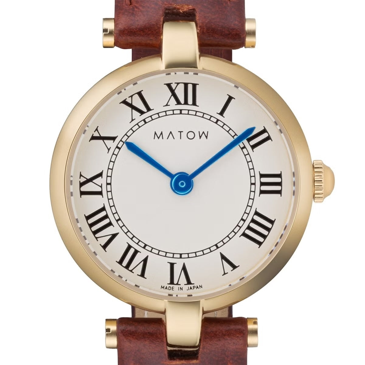 AURA ROUND GOLD BROWN LEATHER