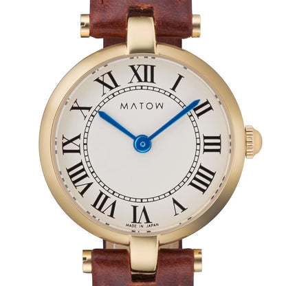 AURA ROUND GOLD BROWN LEATHER
