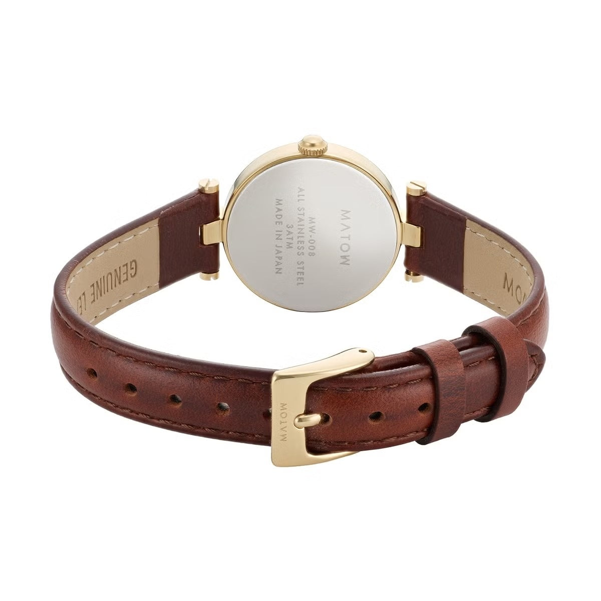 AURA ROUND GOLD BROWN LEATHER